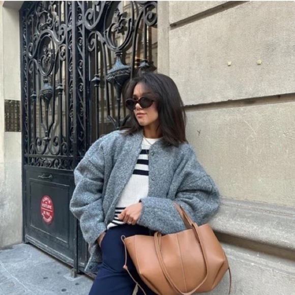 Grey Brushed Bomber Jacket - Picture 2 of 8